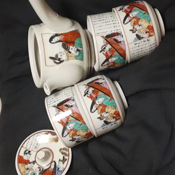 Vintage Kyusu Teapot and Tea Cup 6 Piece Set, Rare find..No Cracks or Breaks - Picture 2 of 5